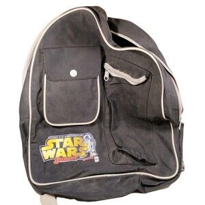 Vintage 1999 Star Wars Junior Backpack Black Book Bag School Tote Collectible